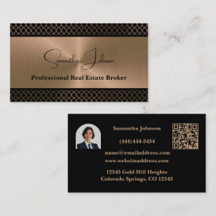 Luxus-Blk-Kupfer-QR-Code-Immobilien Visitenkarte