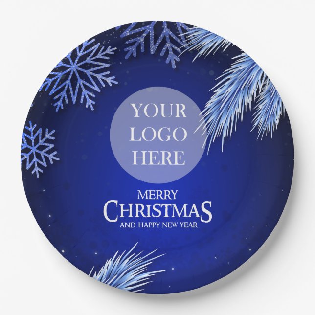 Luxus Blue Company Weihnachts-Logo Pappteller (Vorderseite)