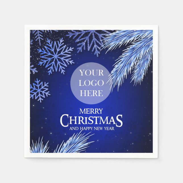 Luxus Blue Company Weihnachts-Logo Serviette (Vorderseite)