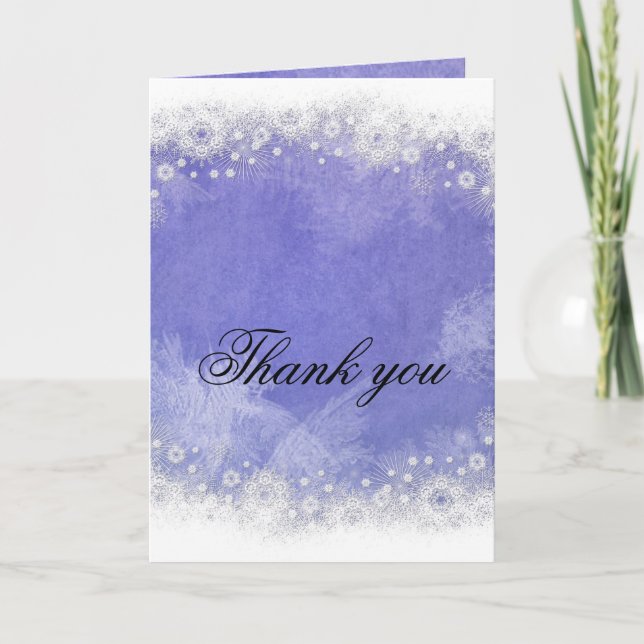 Luxus Blue Frosty Snowflake Winter Danke Karte (Vorderseite)