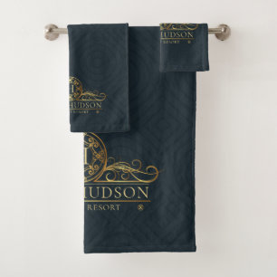 Luxus Blue Gold Hotel Mit Monogramm Badhandtuch Set