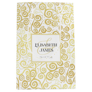 Luxus Blüh Chic Winter White and Gold Hochzeit Mittlere Geschenktüte