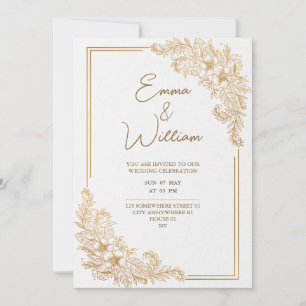 Luxus-Blume Gold Hochzeitskarte Einladung