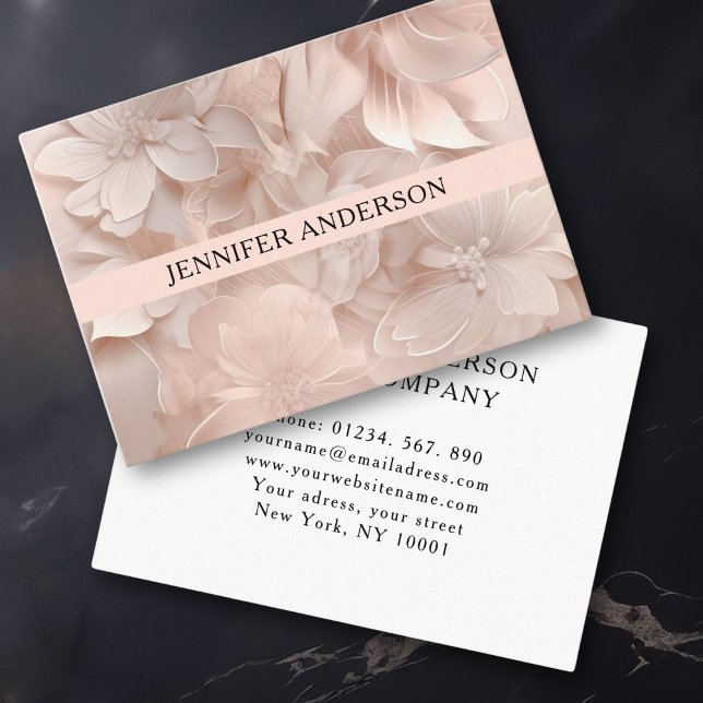 Luxus, Blush-Beige, Blume, Salon Visitenkarte (Luxury, Blush-Beige, Flower, Salon Business Card)