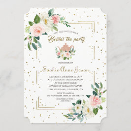 Luxus Blush Floral Gold Glitzer Brautparty Einladung