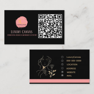 Luxus Blush Pink QR Code Beauty Business Card Visitenkarte