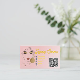 Luxus Blush Pink QR Code Beauty Business Card Visitenkarte