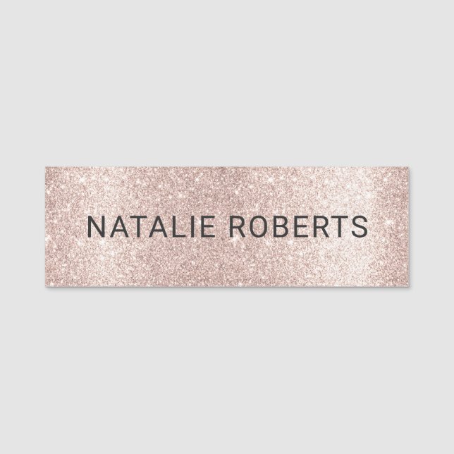 Luxus Blush Rose Gold Glitzer Schönheitssalon Well Namensschild (Vorderseite)