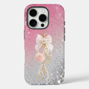 Luxus-Bogen-Perlen-iPhone 16 Pro Hülle Ästhetik