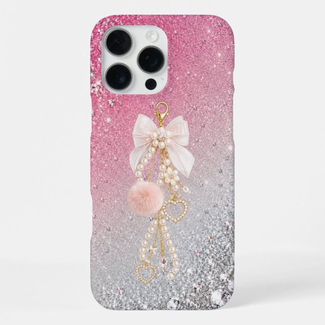 Luxus-Bogen-Perlen-iPhone 16 Pro Max Hülle Ästheti iPhone 16 Pro Max Hülle (Rückseite)