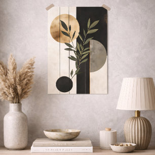 Luxus-Boho-Botanik-Geometrie-Minimal-Schwarz-Gold Poster