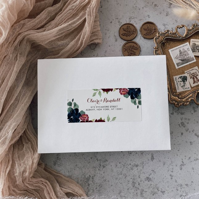 Luxus-Boho farbenfrohe Blumenadresse Label Adressaufkleber (Von Creator hochgeladen)