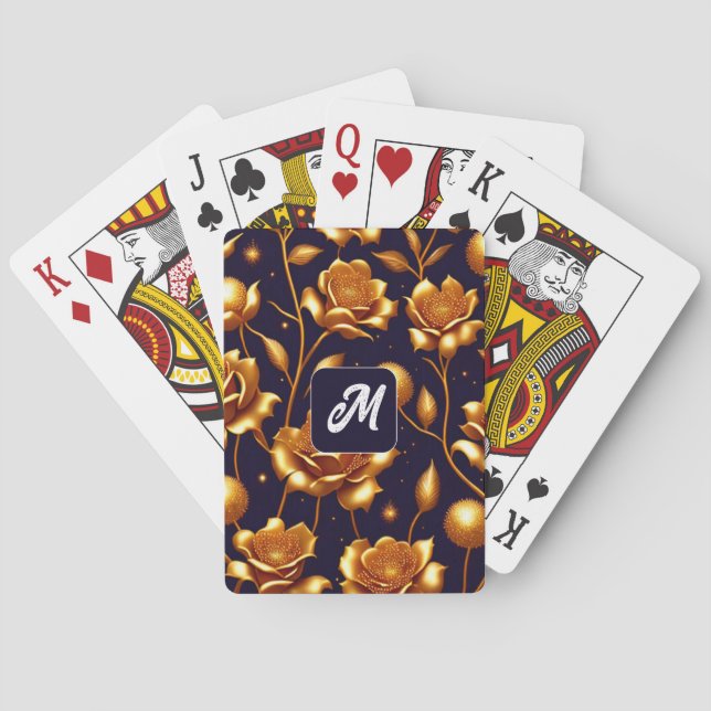 Luxus Boho Gold Rose Moderne Kollektion Spielkarten (Rückseite)