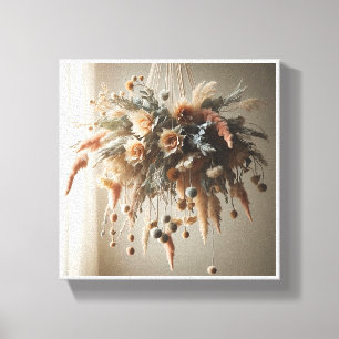 Luxus-Boho-Hängebouquet - Ätherische Trockenblumen Leinwanddruck