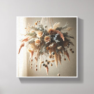 Luxus-Boho-Hängebouquet - Ätherische Trockenblumen Leinwanddruck