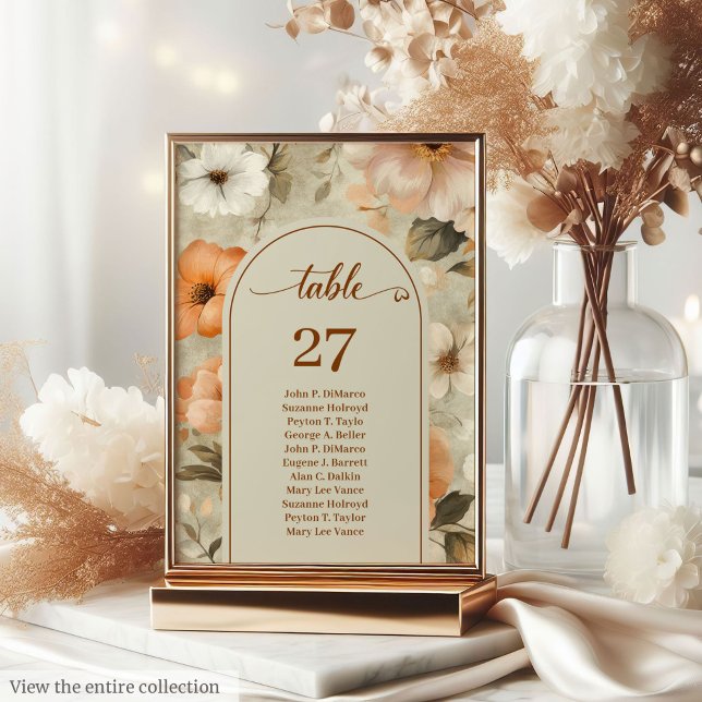 Luxus-Boho-Rost-Ivory-Sage-Blumen-Tischnummer Tischnummer (Luxury Boho Rusty Ivory Sage Floral Table Number)