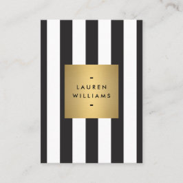 Luxus Bold Black and White Stripes Gold Box Große Visitenkarte