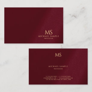 Luxus Bordeaux Elegant Gold Text Monogramm Visitenkarte
