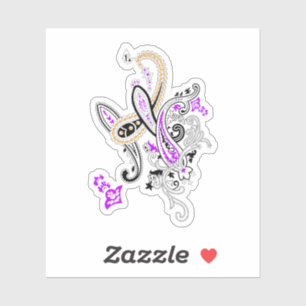 Luxus-Botanik-Paisley-Sticker mit Stanzeffekt Aufkleber