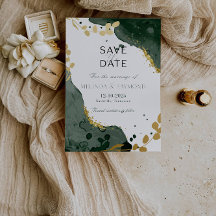 Luxus Botanische Grüne Save-the-Date-Hochzeitskart