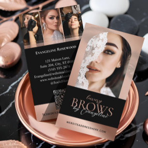 Luxus-Brauen-Künstler Salon Bogen Foto Schwarze Ro Visitenkarte