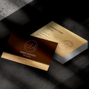Luxus-Braun- und Gold-Monogramm Visitenkarte