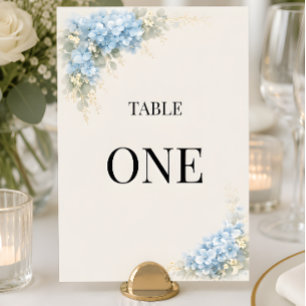 Luxus- Braune Blaue Hortensien-Hochzeitstisch-Numm Einladung