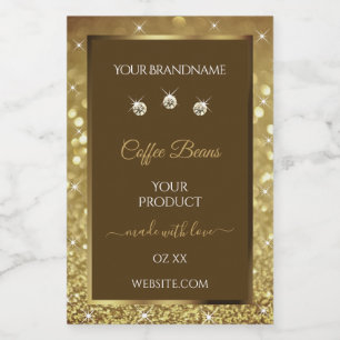 Luxus Braungold Glitter Produktverpackungslabels Lebensmitteletikett