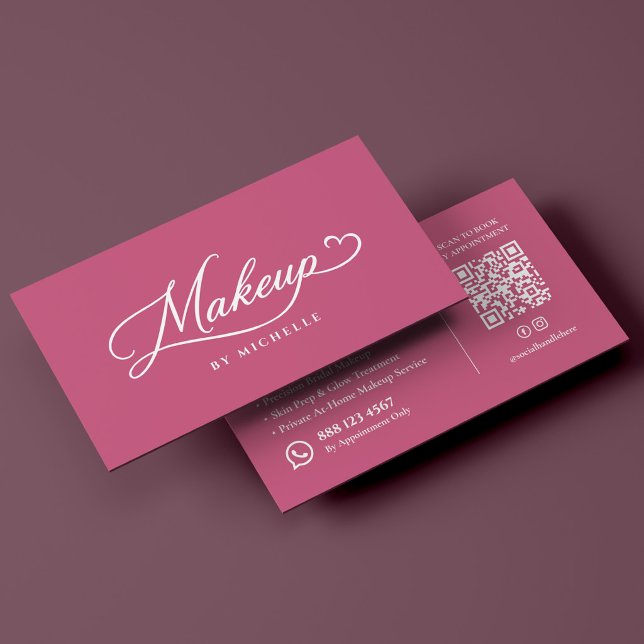 Luxus-Braut-Make-up-Artist Pink Script Visitenkarte (Luxury Bridal Makeup Artist Pink Script Business Card
)