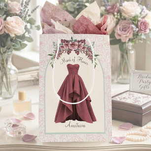Luxus Brautjungfer im Dusty Rose Ton personalisier Mittlere Geschenktüte