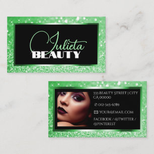 Luxus Bright Green Sparkle Glitzer Fotovorlage Visitenkarte