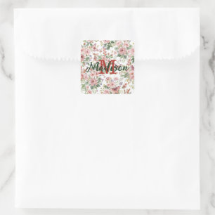Luxus Bunt Wildblume Blume blauer Schmetterling Quadratischer Aufkleber