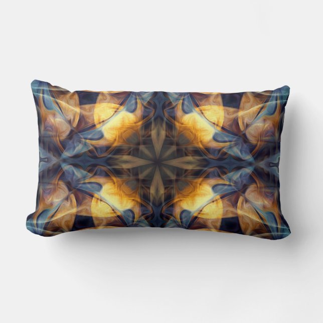 Luxus, buntes Ziermuster, marineblau Lendenkissen (Vorderseite)