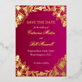 Luxus Burgunderrot Goldfolie Save The Date Karte