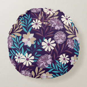 Luxus Burgundy & Blue Garden Rundkissen Rundes Kissen