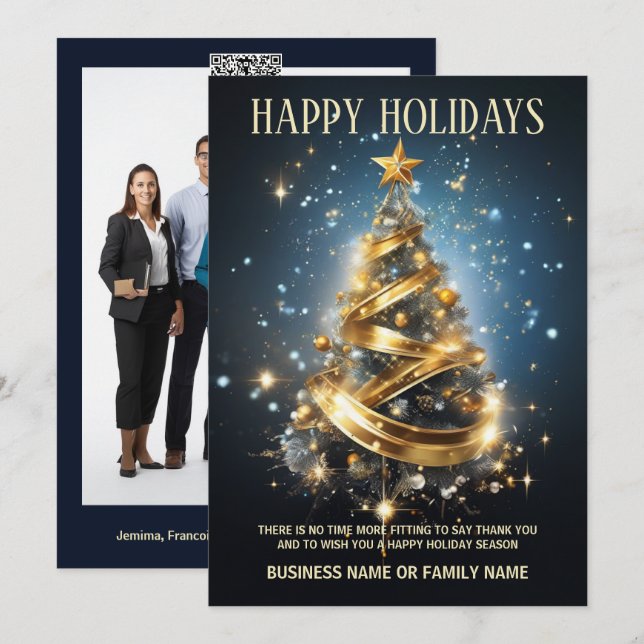 Luxus Business Weihnachten blaues Gold Foto Logo D (Vorne/Hinten)