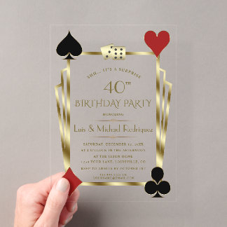 Luxus Casino Night Las Vegas Poker Geburtstag Acryleinladungen