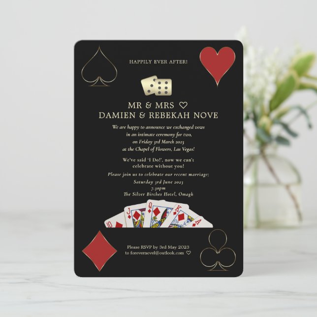 Luxus Casino Vegas Poker glücklich Ever After Einladung (Stehend Vorderseite)