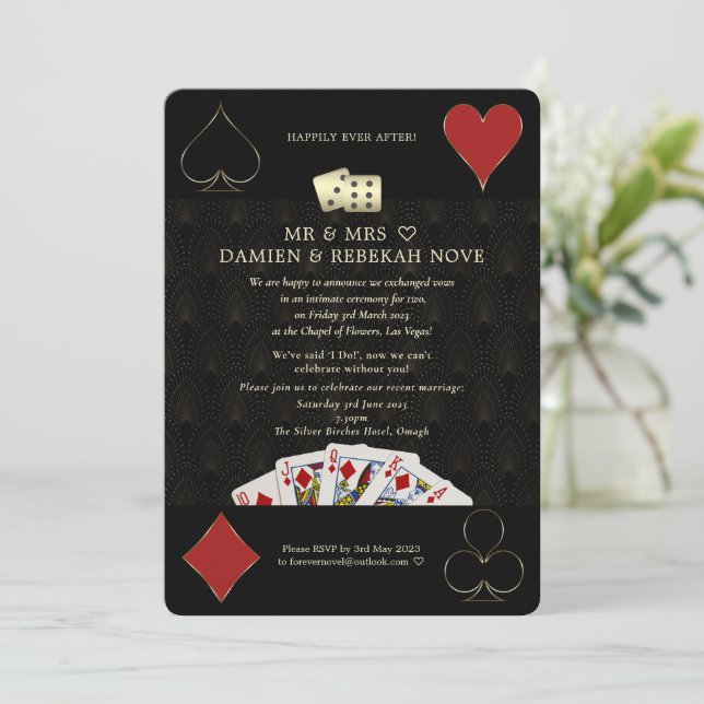 Luxus Casino Vegas Poker glücklich Ever After Einladung (Stehend Vorderseite)