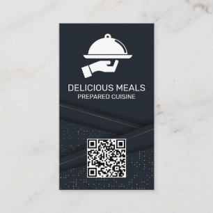 Luxus-Catering-Service   Abstraktes Panel   QR-Cod Visitenkarte