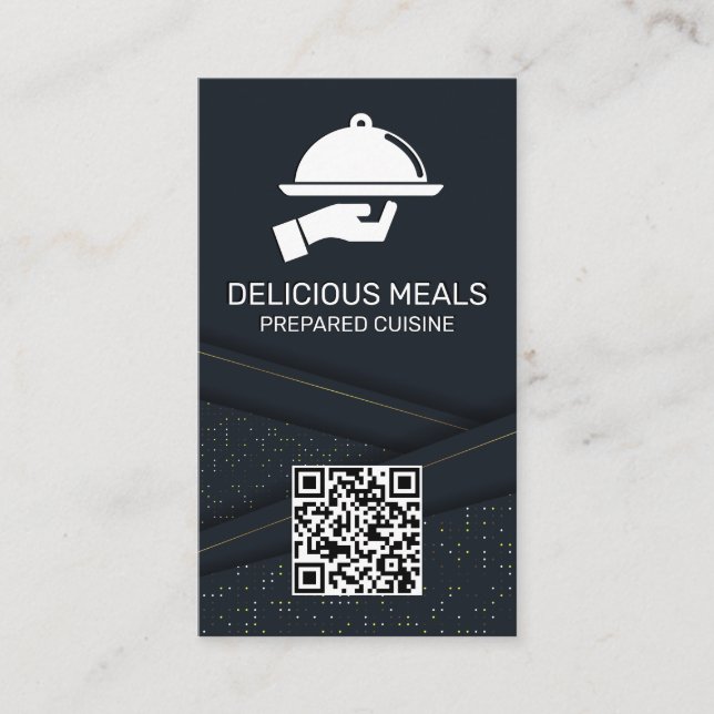 Luxus-Catering-Service | Abstraktes Panel | QR-Cod Visitenkarte (Vorderseite)
