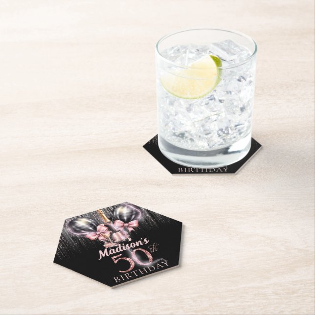 Luxus Champagne 50. Geburtstag Personalisiert Untersetzer (Vor Ort)