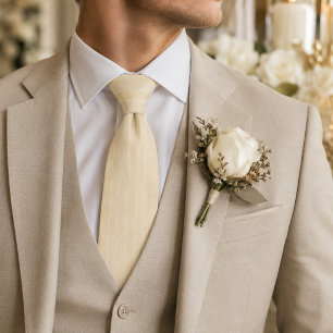 Luxus Champagner-Creme gerippte Jacquard-Streifen Krawatte