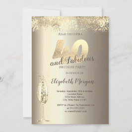 Luxus Champagner Glass Gold Confetti 40. Geburtsta Einladung