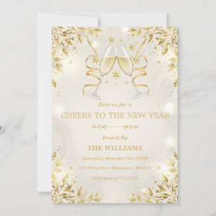 Luxus Champagner & Gold Neujahrsfeier Einladung