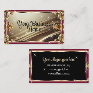 Luxus Chic Black Gold Burgundy Red Ombre Verziert Visitenkarte