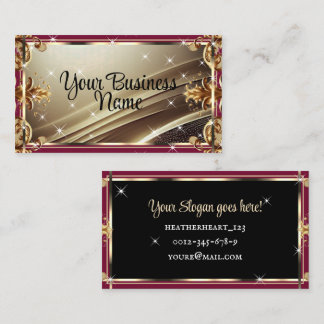 Luxus Chic Black Gold Burgundy Red Ombre Verziert Visitenkarte