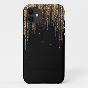 Luxus Chic Black Gold Funkelnd Glitzer Fringe Case-Mate iPhone Hülle