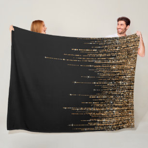 Luxus Chic Black Gold Funkelnd Glitzer Fringe Fleecedecke