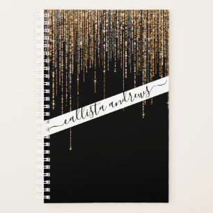 Luxus Chic Black Gold Funkelnd Glitzer Fringe Planer